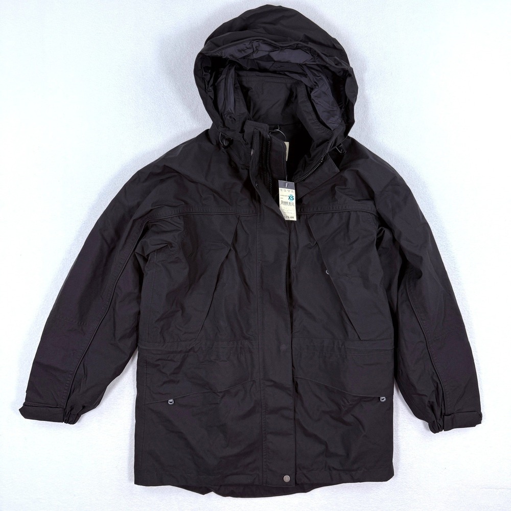 Eddie Bauer Gore-tex Rain Coat Size XS Womens Hooded‎ Black NWT